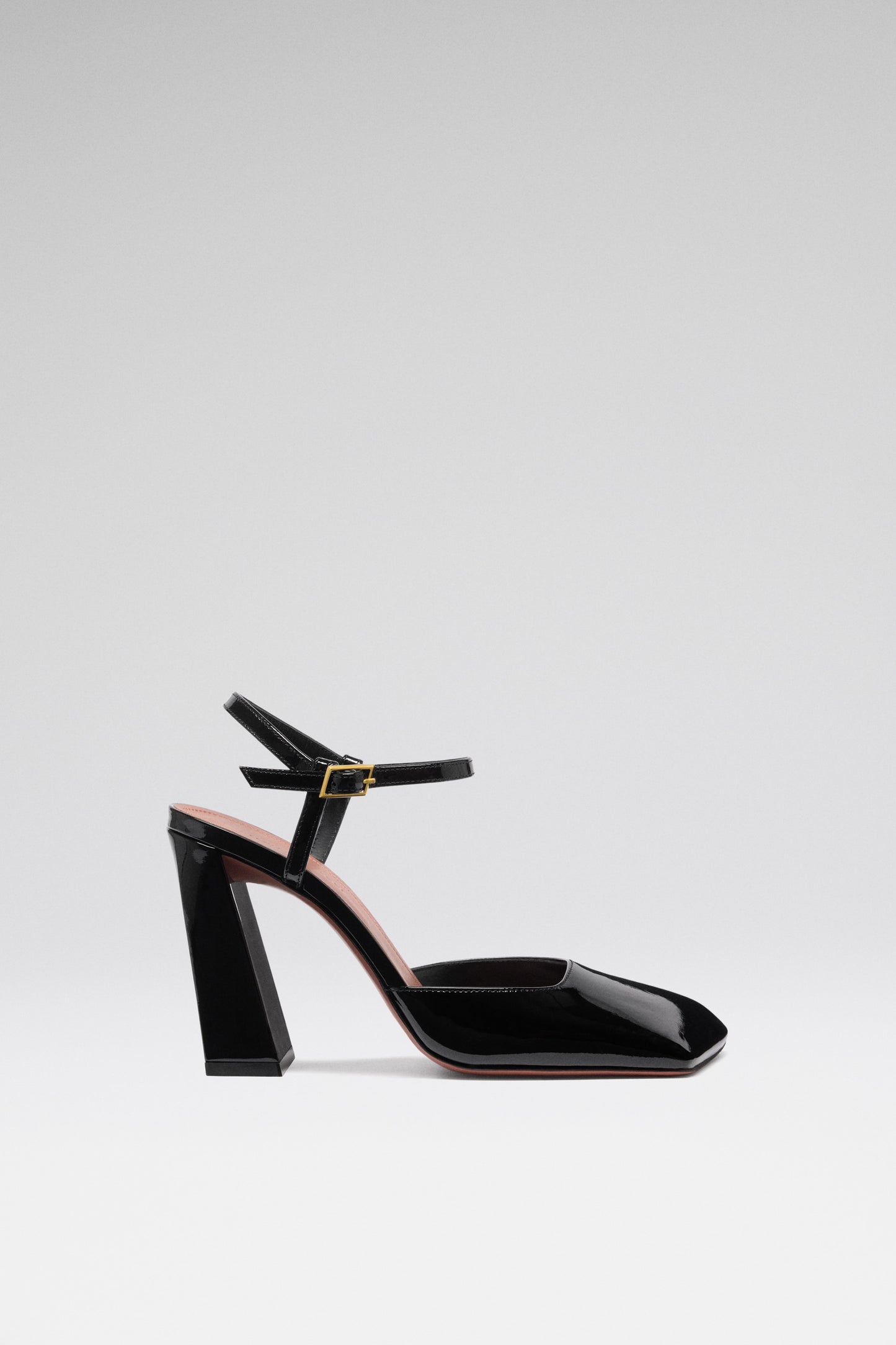 Charlotte Pump Black Patent and Gold Buckle