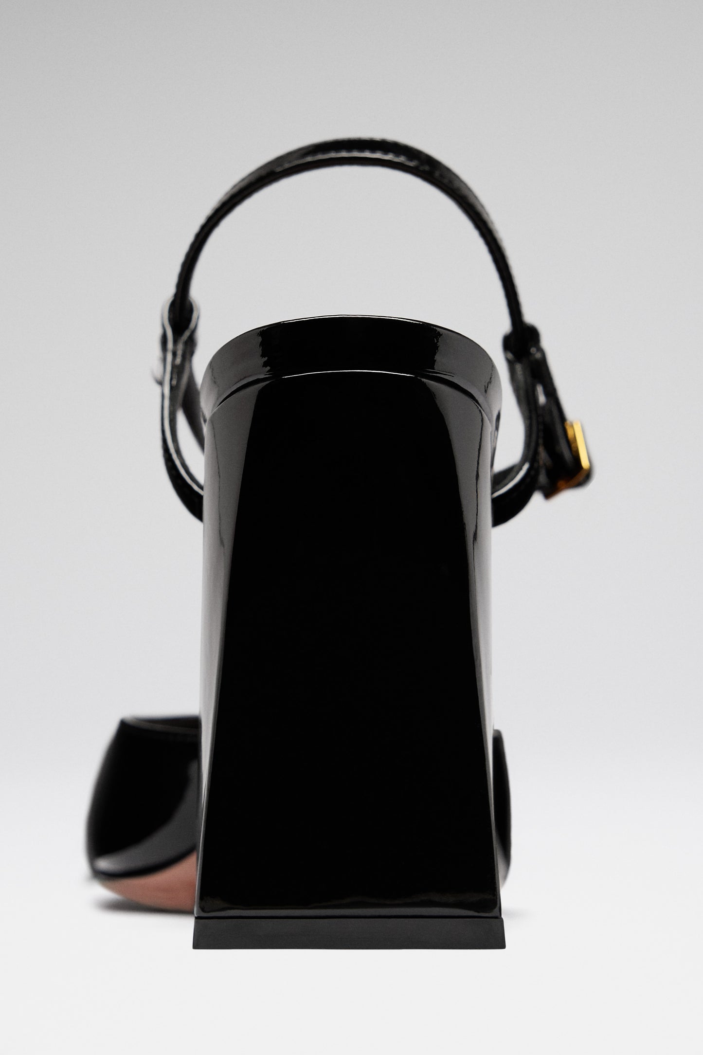 Charlotte Pump Black Patent and Gold Buckle