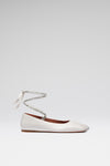 Ane Lace Up Flat White Nappa