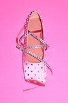 Ane Crystal Lace Up Flat Marshmallow Satin