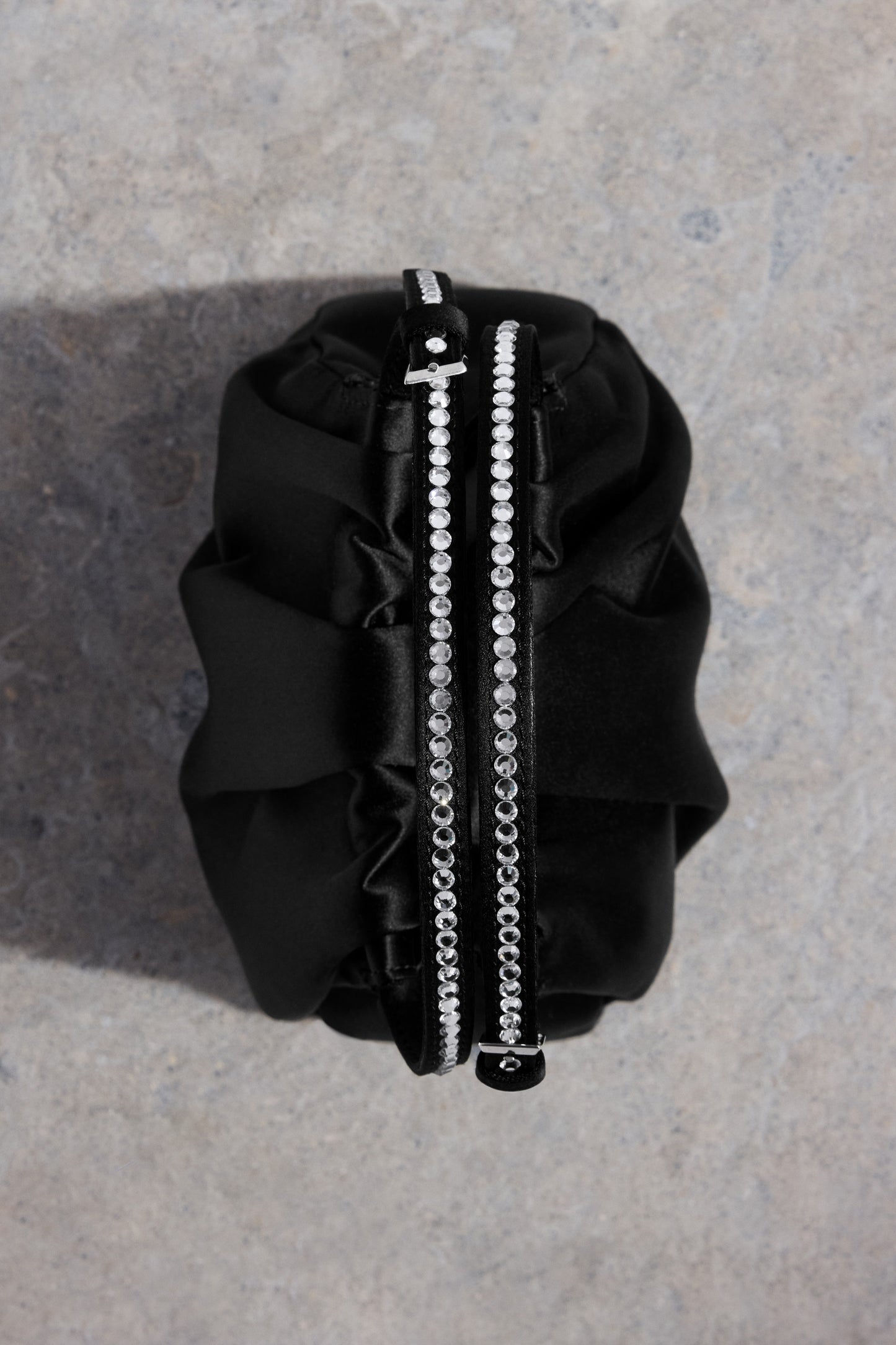 Vittoria Crystal Bag Black Satin And White Crystals