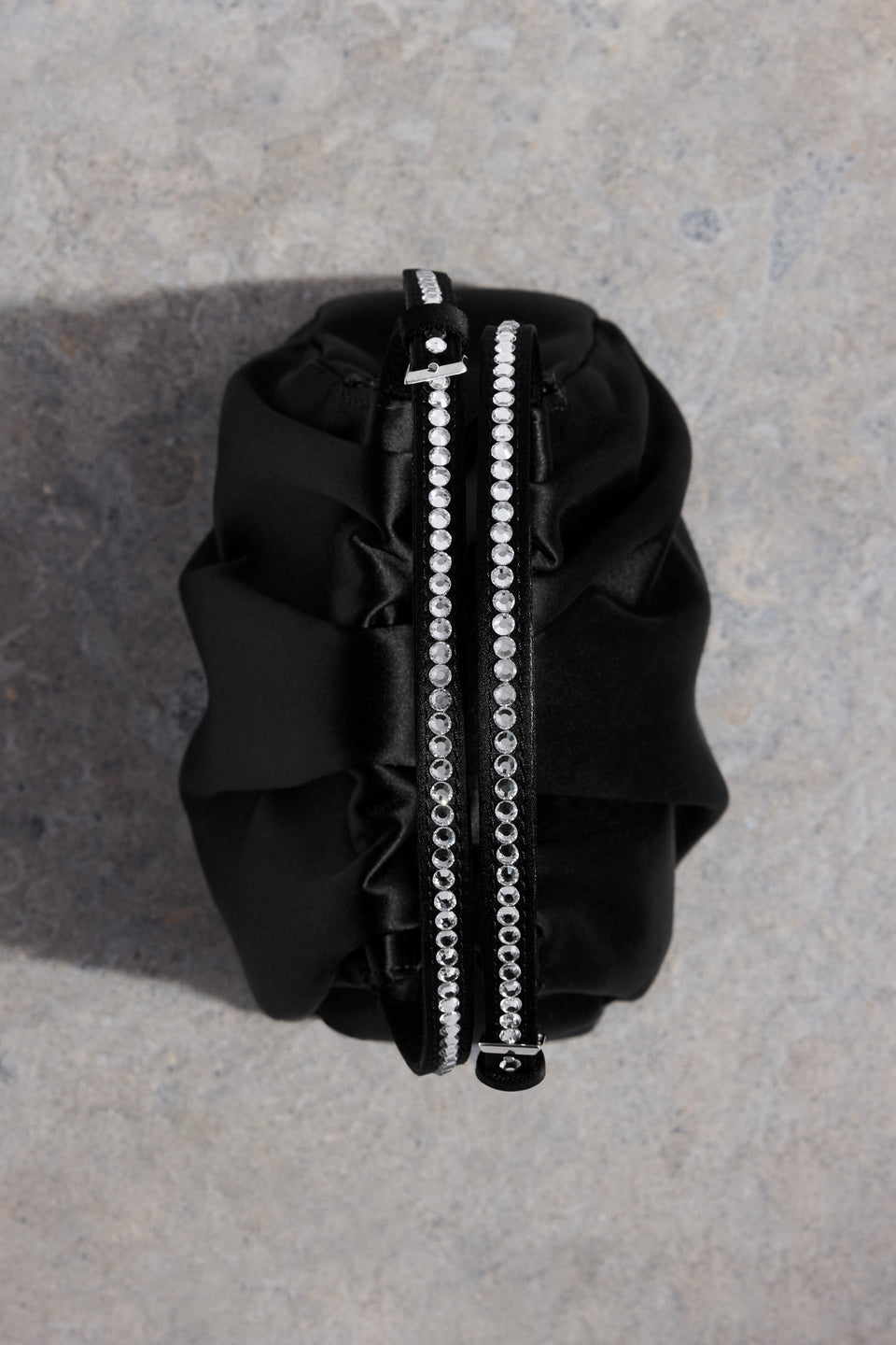 Vittoria Crystal Bag Black Satin And White Crystals