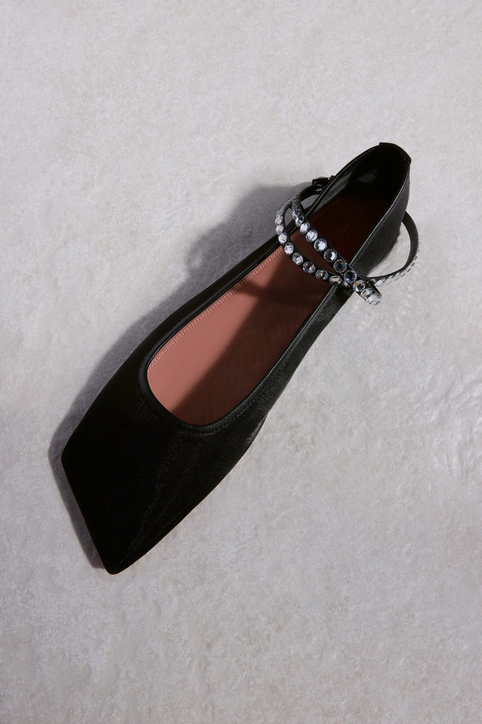 Ane Mesh Crystal Flat Black Mesh And White Crystals