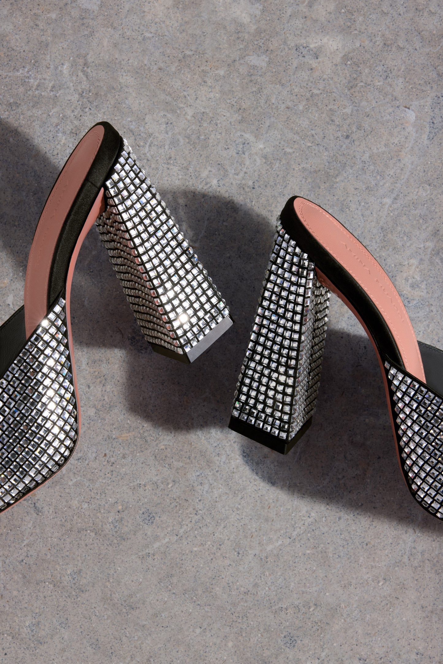 Charlotte Crystal Mule Black Satin And White Crystals