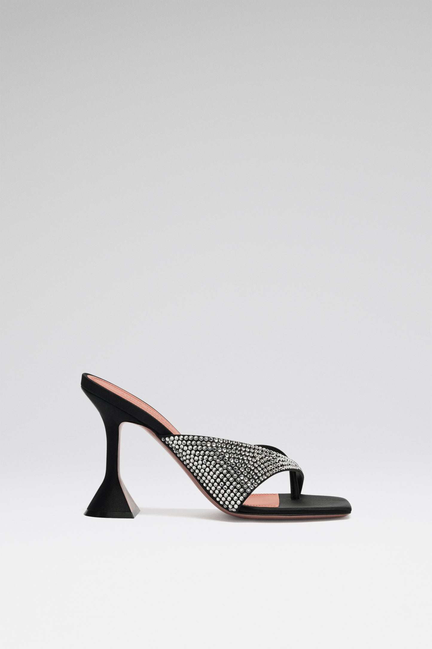 Shiona Slipper Black Satin And White Crystals