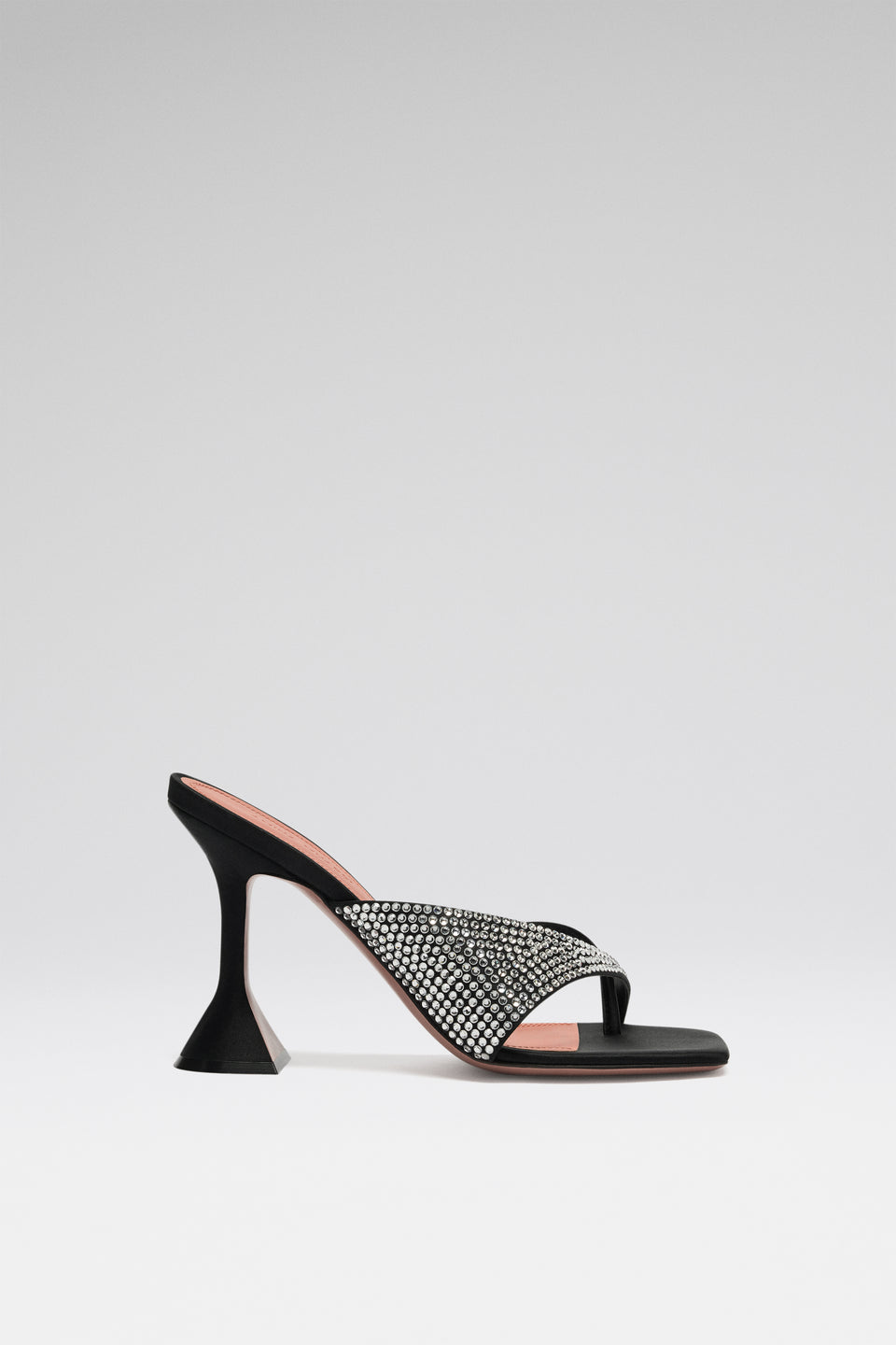 Shiona Slipper Black Satin And White Crystals