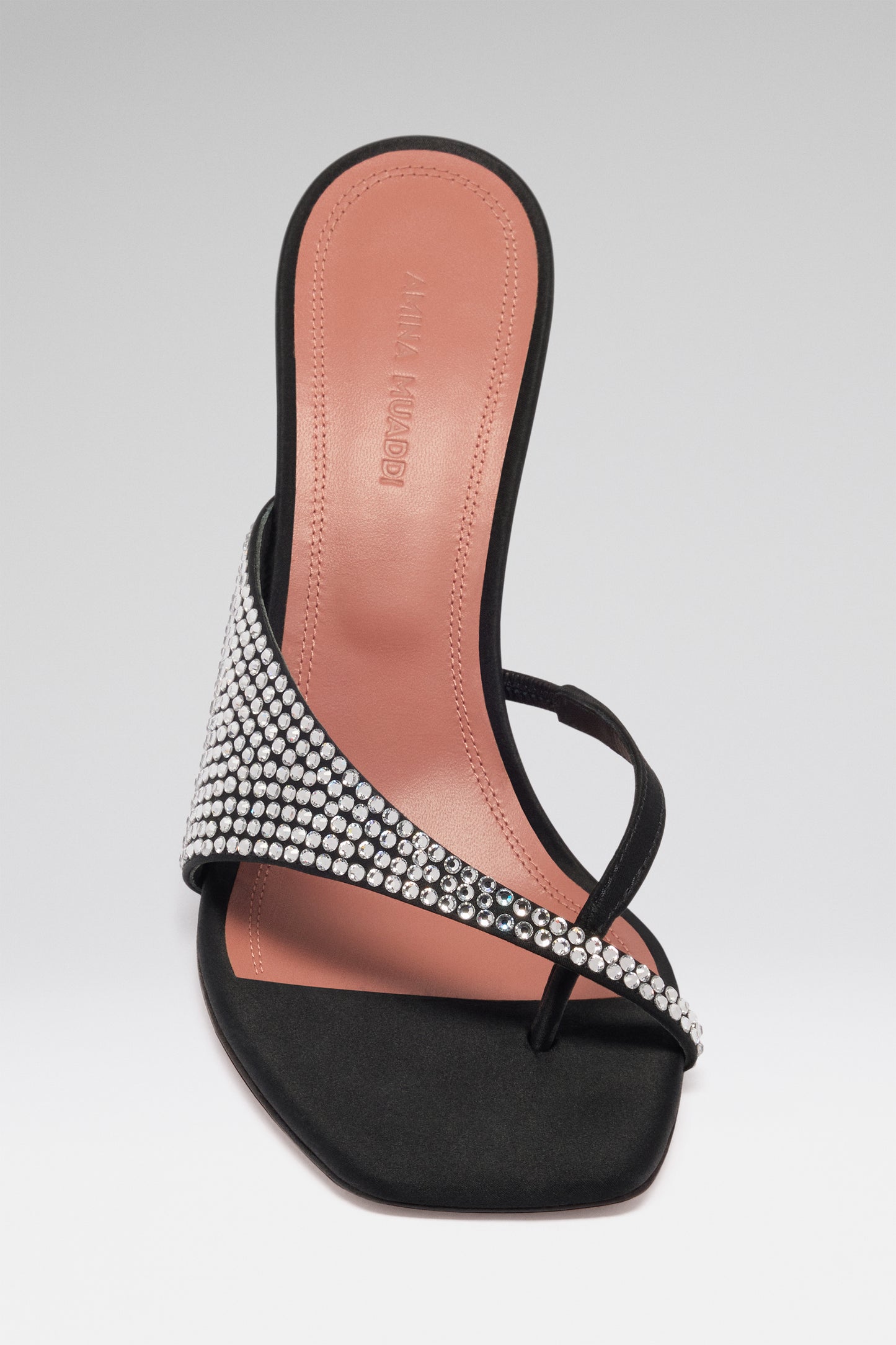 Shiona Slipper Black Satin And White Crystals