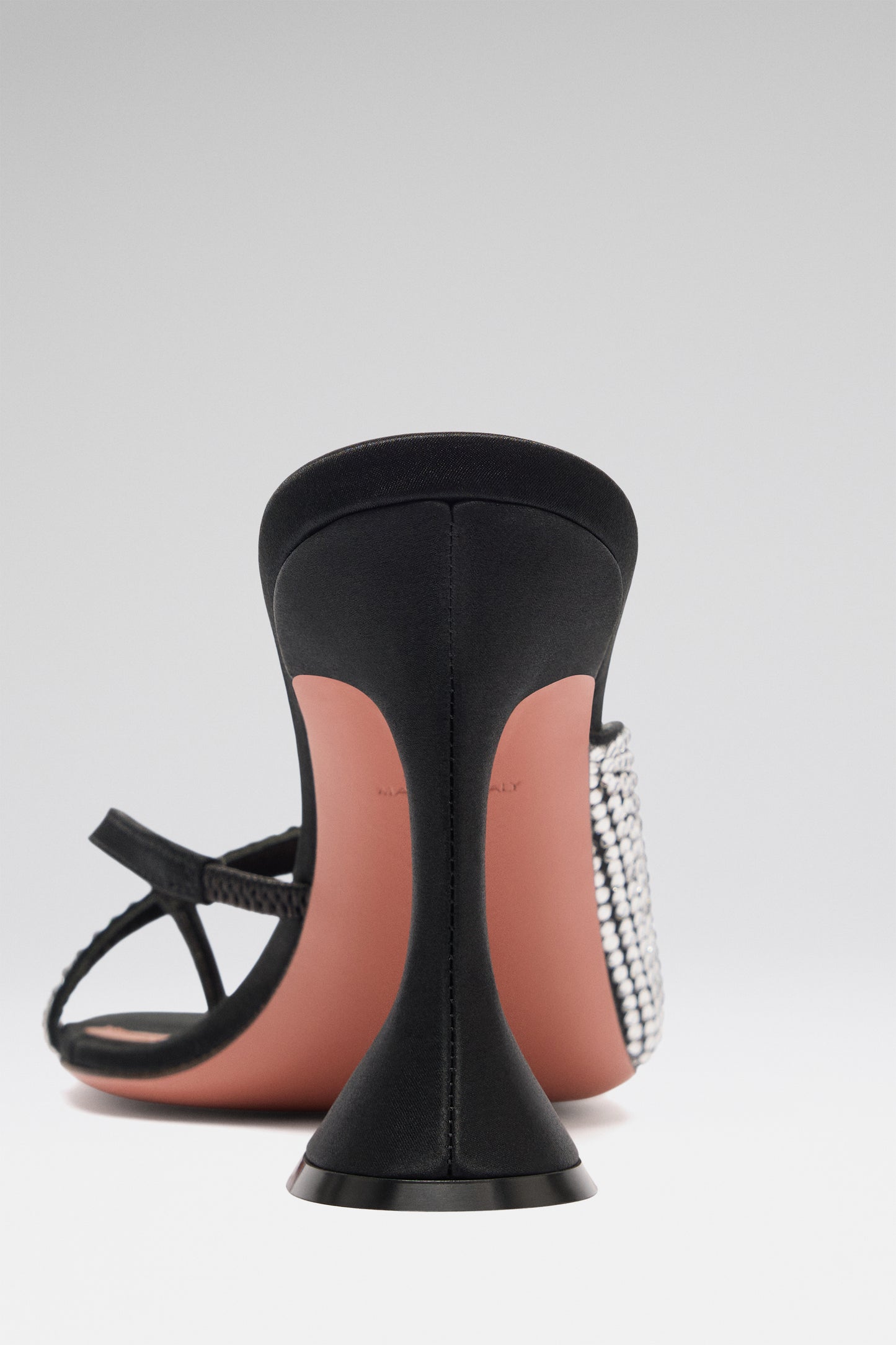 Shiona Slipper Black Satin And White Crystals