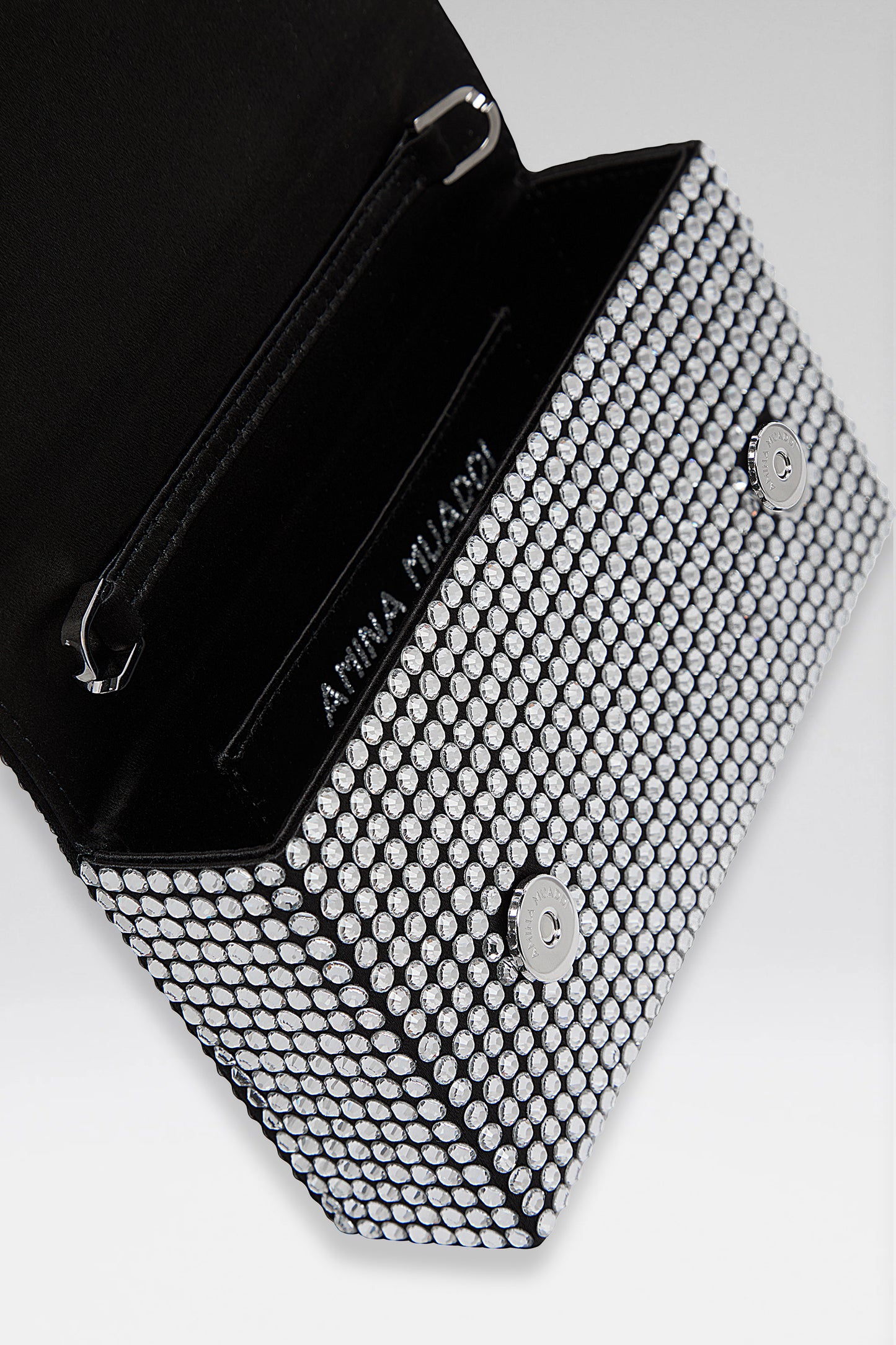 Paloma Mini Black Satin And White Crystals