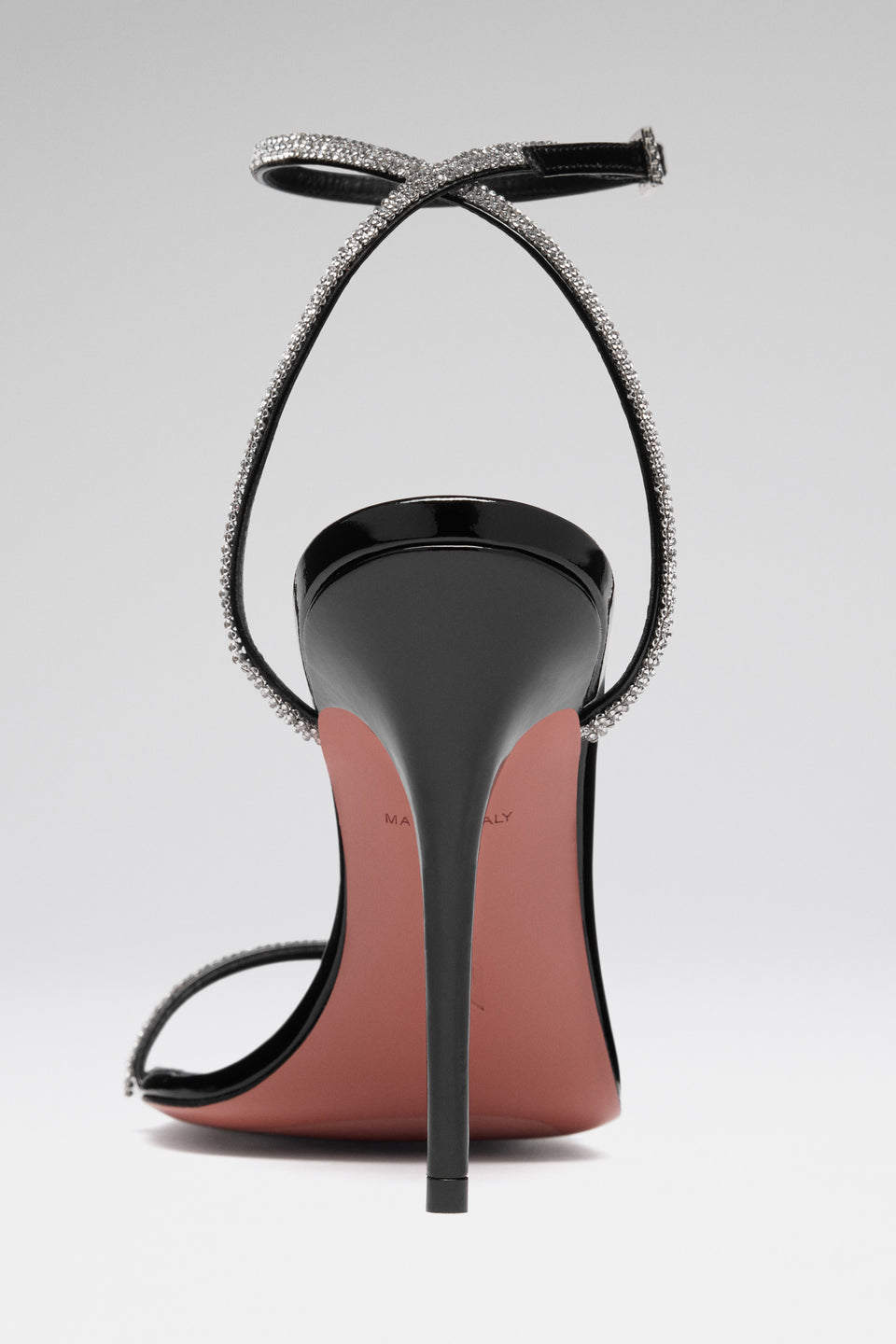 Diamante Sandal 105 Black Patent And White Crystals