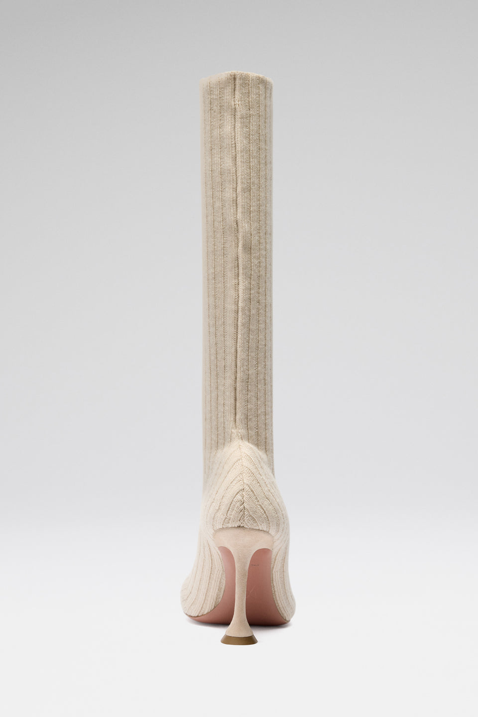 Veneda Stretch Boot Beige Fuzzy Ribbed Knit