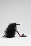 Jerry Sandal 105 Black Patent And Black Feathers