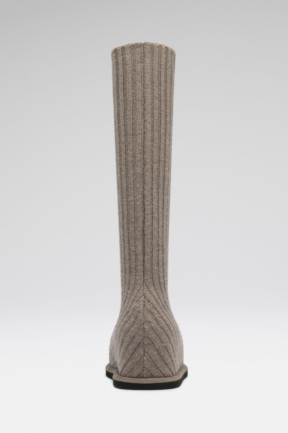 Veneda Stretch Boot Flatform Taupe Fuzzy Ribbed Knit