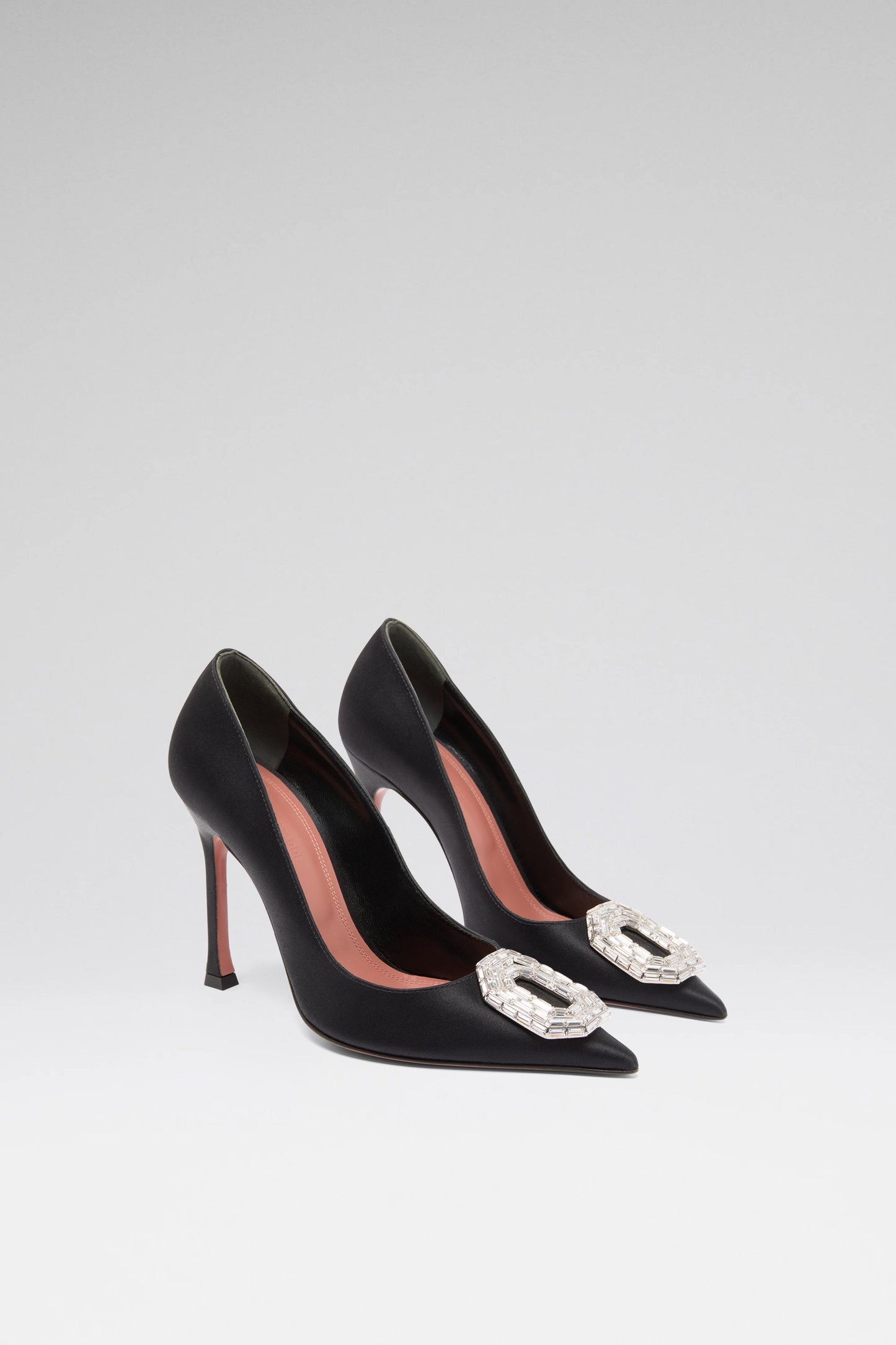 Camelia Pump 105 Black Satin And White Buckle