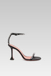 Gigi Sandal 95 Black Satin And White Crystals