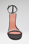 Gigi Sandal 95 Black Satin And White Crystals