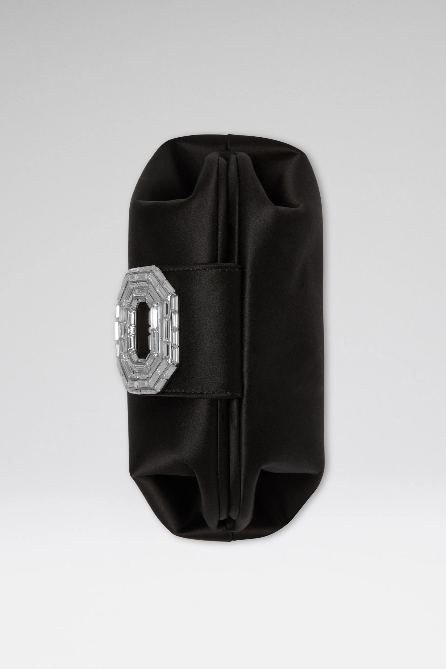 Camelia luxury black satin clutch