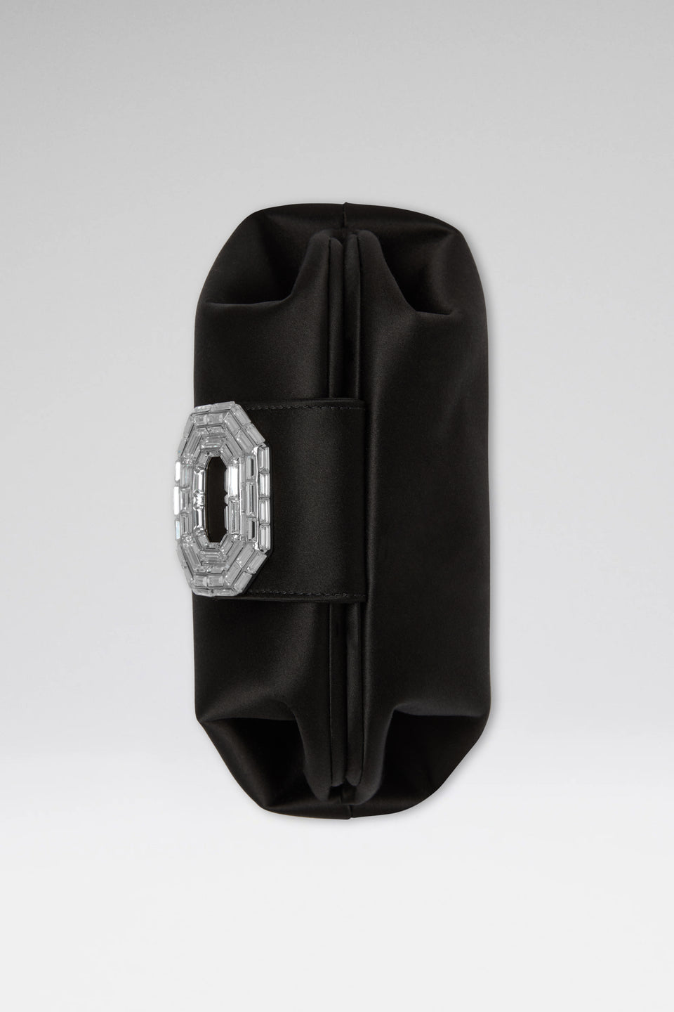 Camelia luxury black satin clutch