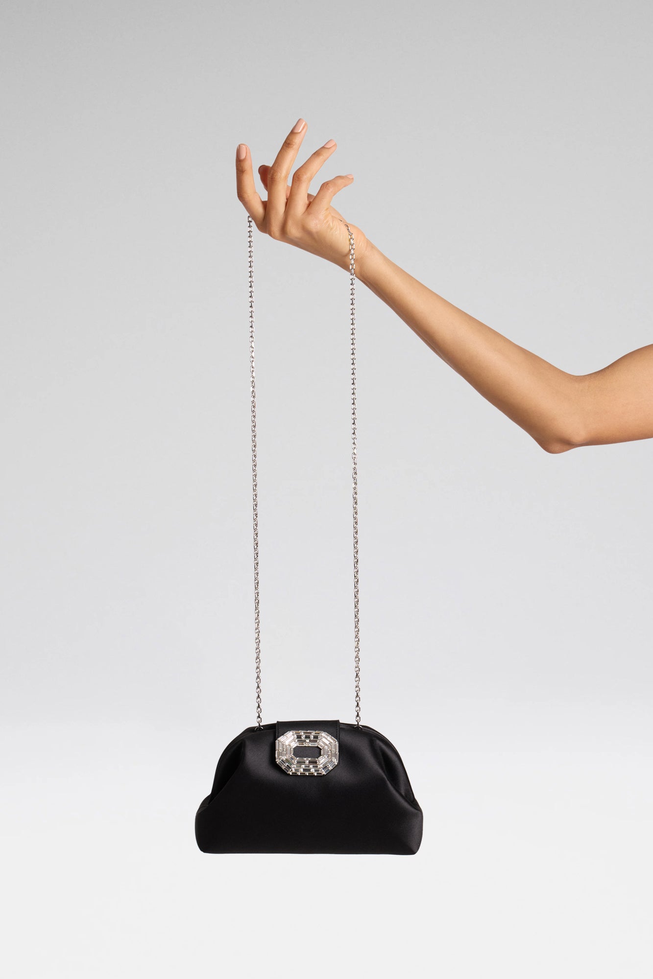 Camelia Clutch Black Satin