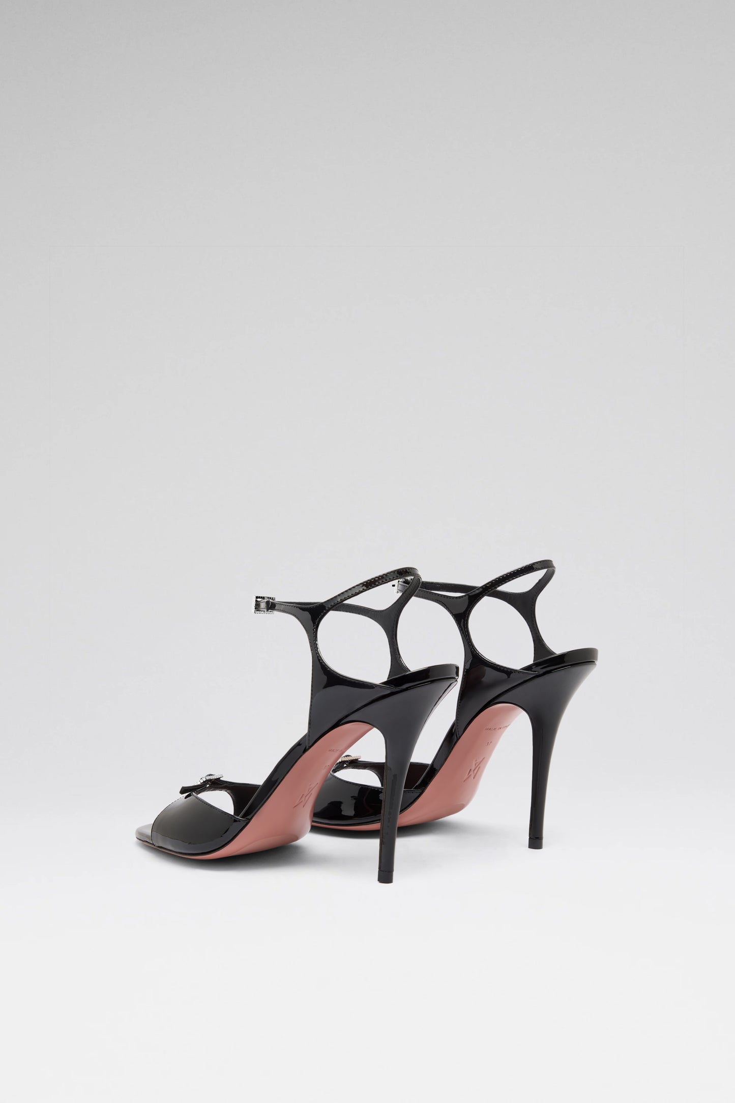 Adut Sandal 105 Black Patent And White Crystal Buckle