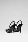 LORI CRYSTAL SLING 105 BLACK SUEDE AND WHITE CRYSTALS