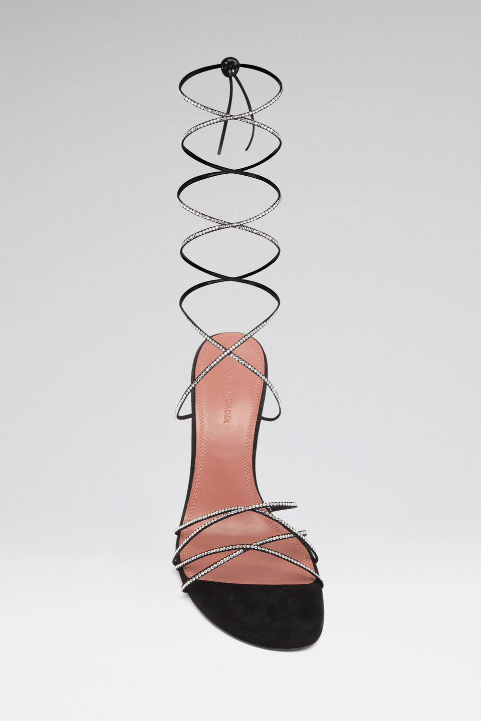 Lori Crystal Lace Up Sandal 95 Black Suede And White Crystals