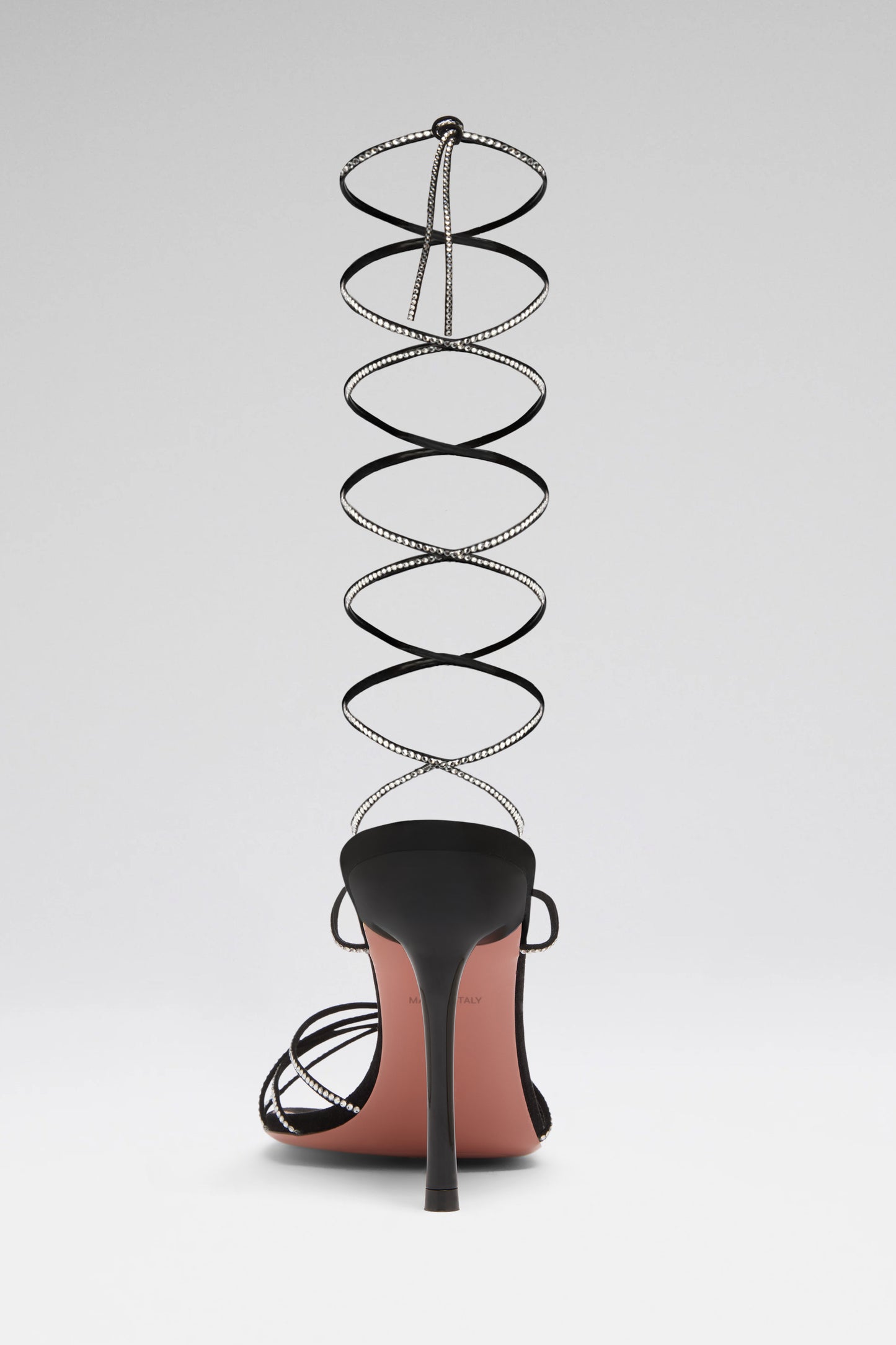 Lori Crystal Lace Up Sandal 95 Black Suede And White Crystals