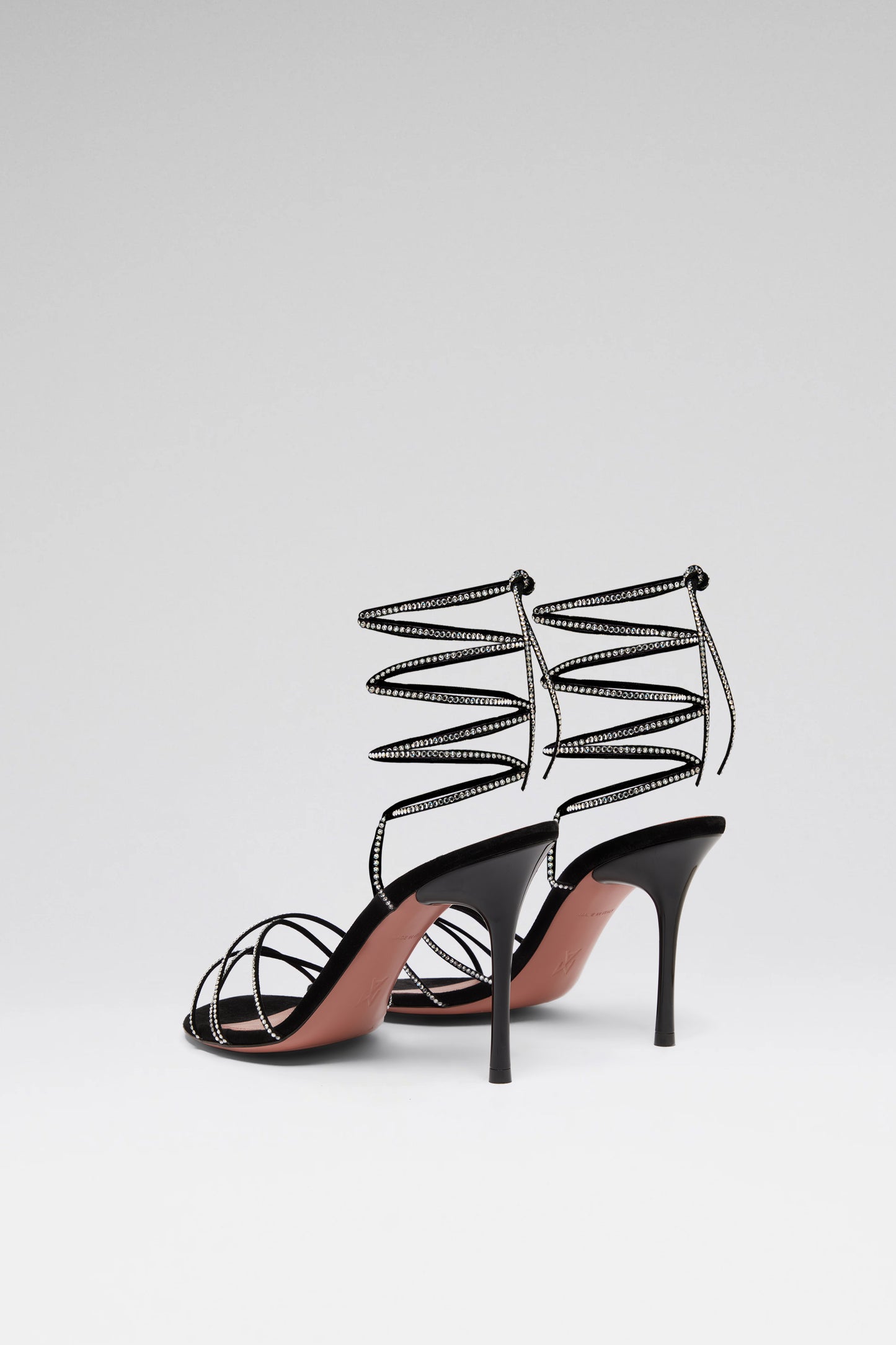 Lori Crystal Lace Up Sandal 95 Black Suede And White Crystals