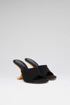 Taylor Woven Slipper 90 Black Woven Raffia And Gold Metal Heel