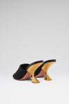 Taylor Woven Slipper 90 Black Woven Raffia And Gold Metal Heel