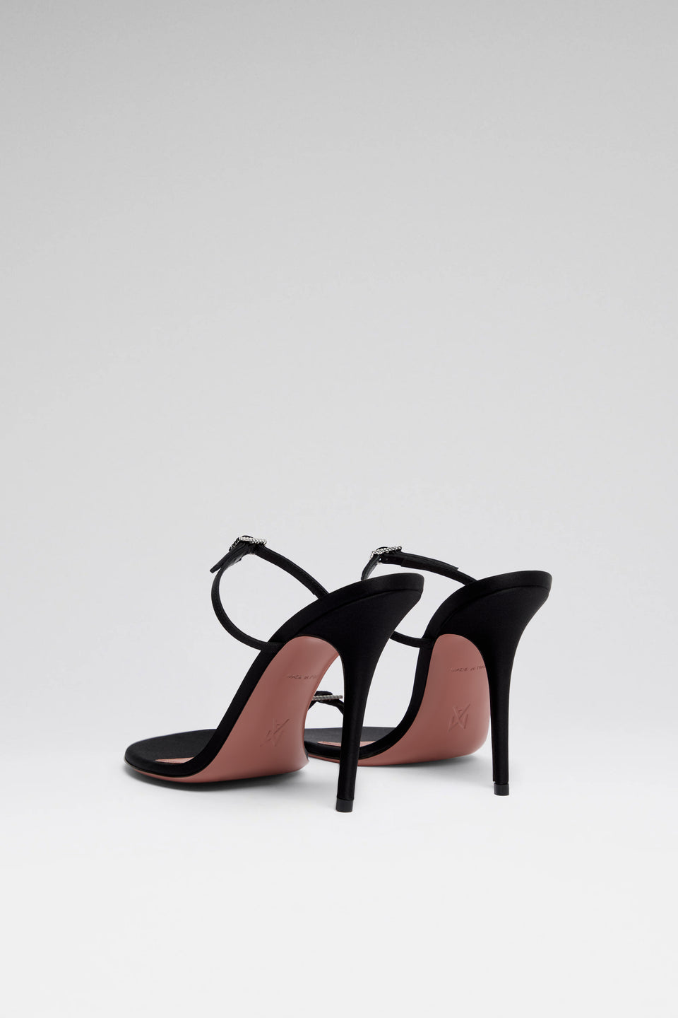 Adut Thong Slipper 105 Black Satin And White Crystal Buckle