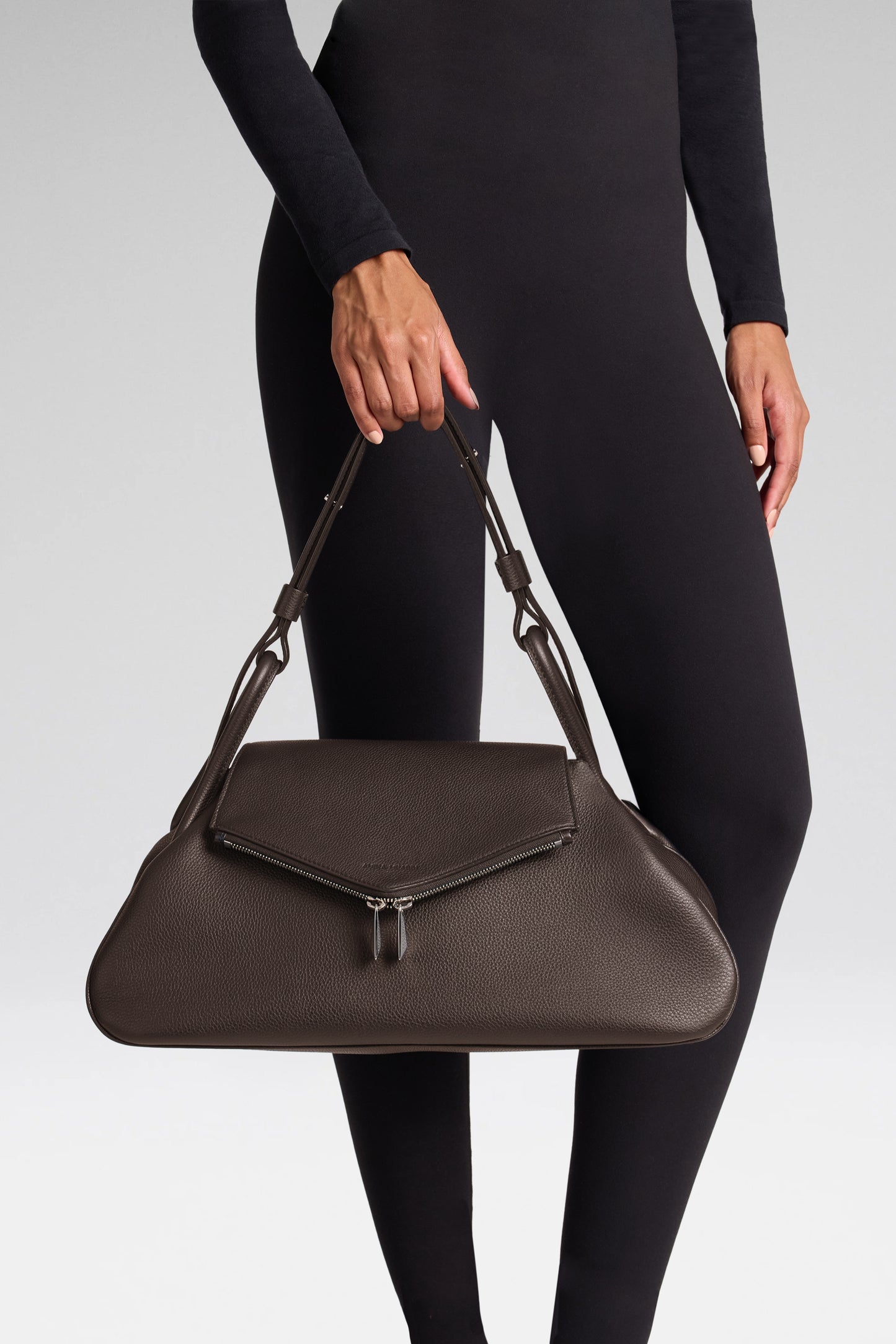 Coffee grainy leather bag