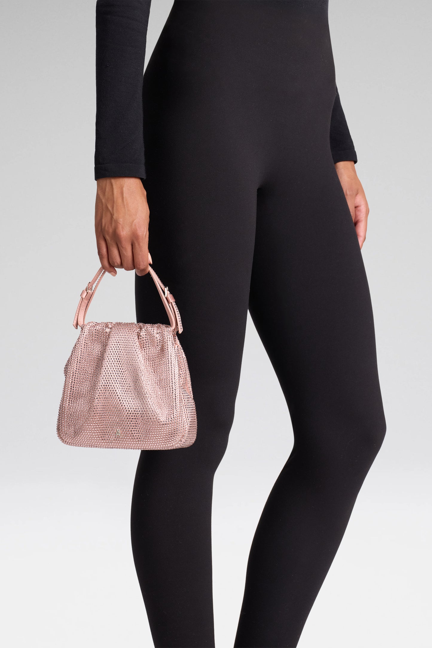 Vittoria Full Crystal Bag Powder Satin And Vintage Rose Crystals