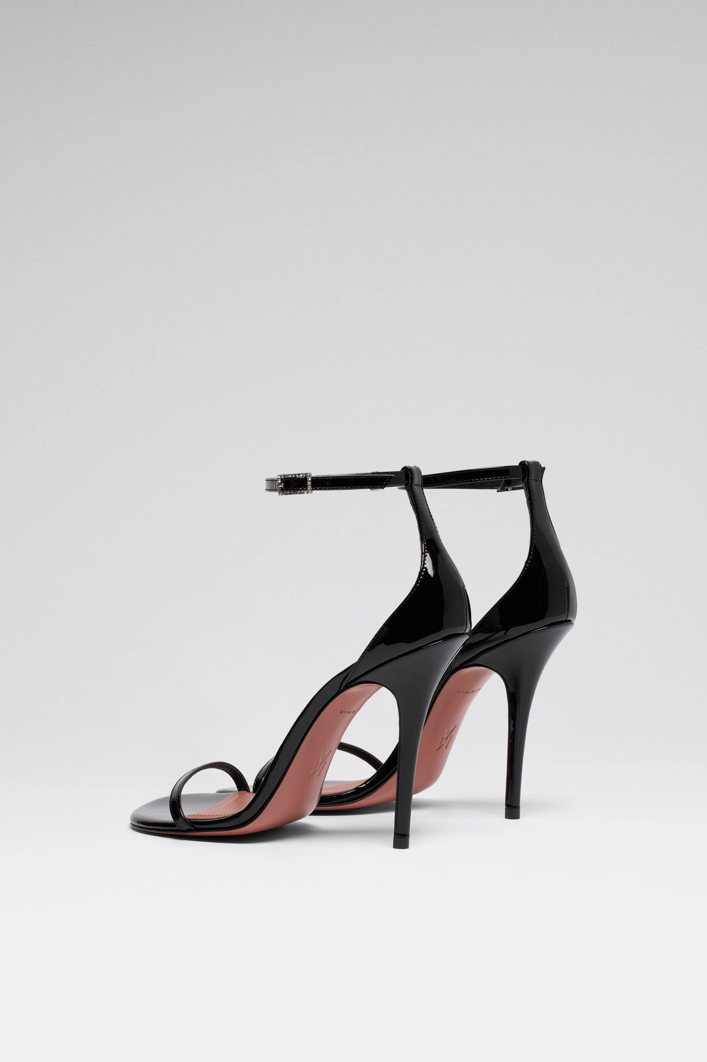 Barbara Sandal 105 Black Patent And White Crystal Buckle