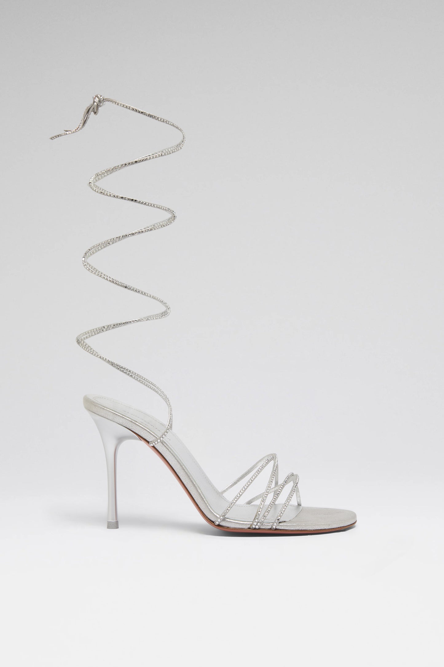 Lori Crystal Lace Up 95 Silver Suede And White Crystals