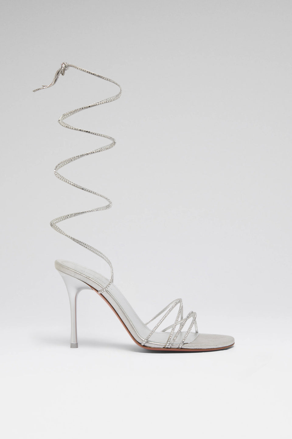 Lori Crystal Lace Up 95 Silver Suede And White Crystals