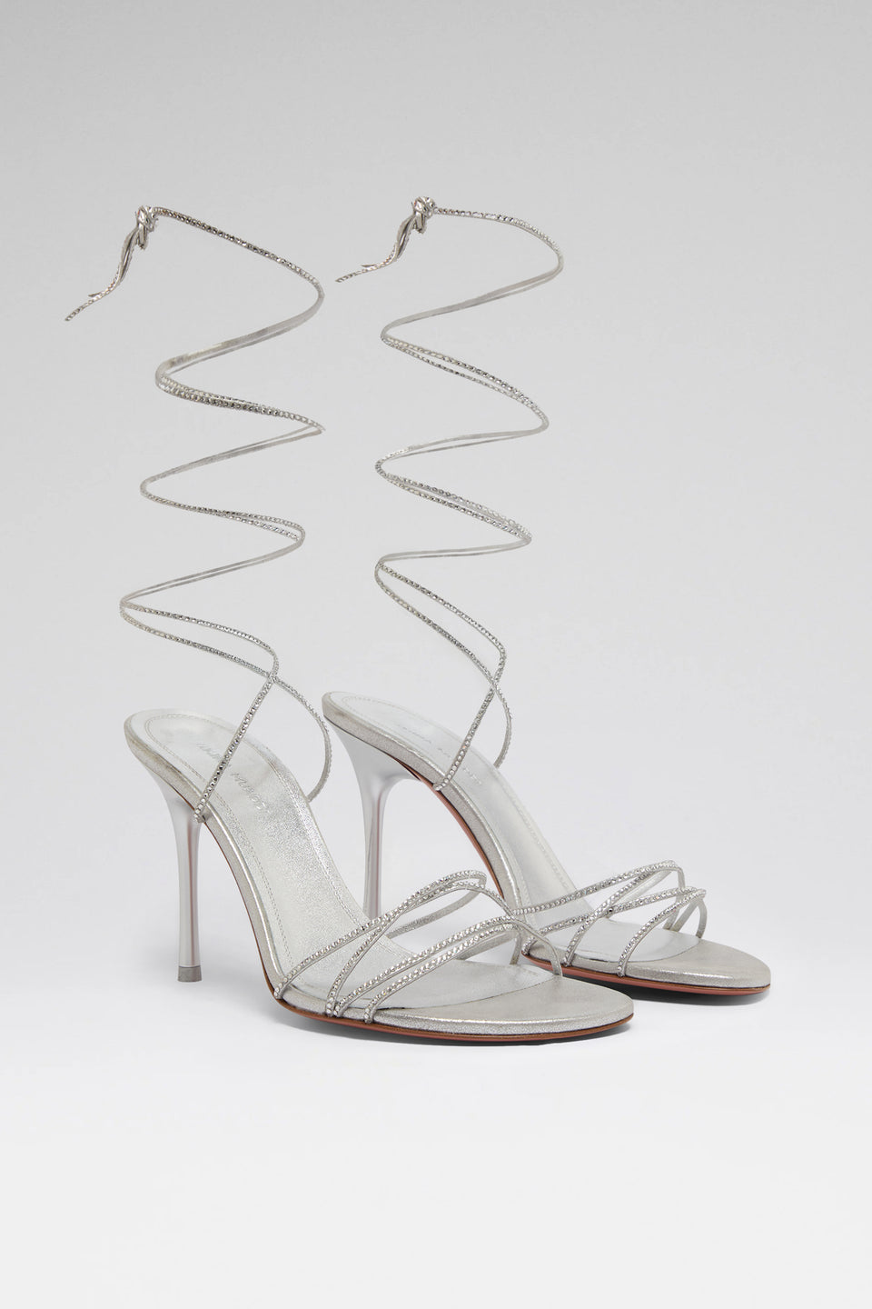 Lori Crystal Lace Up 95 Silver Suede And White Crystals