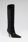 Mona 80 luxury black printed croc boots