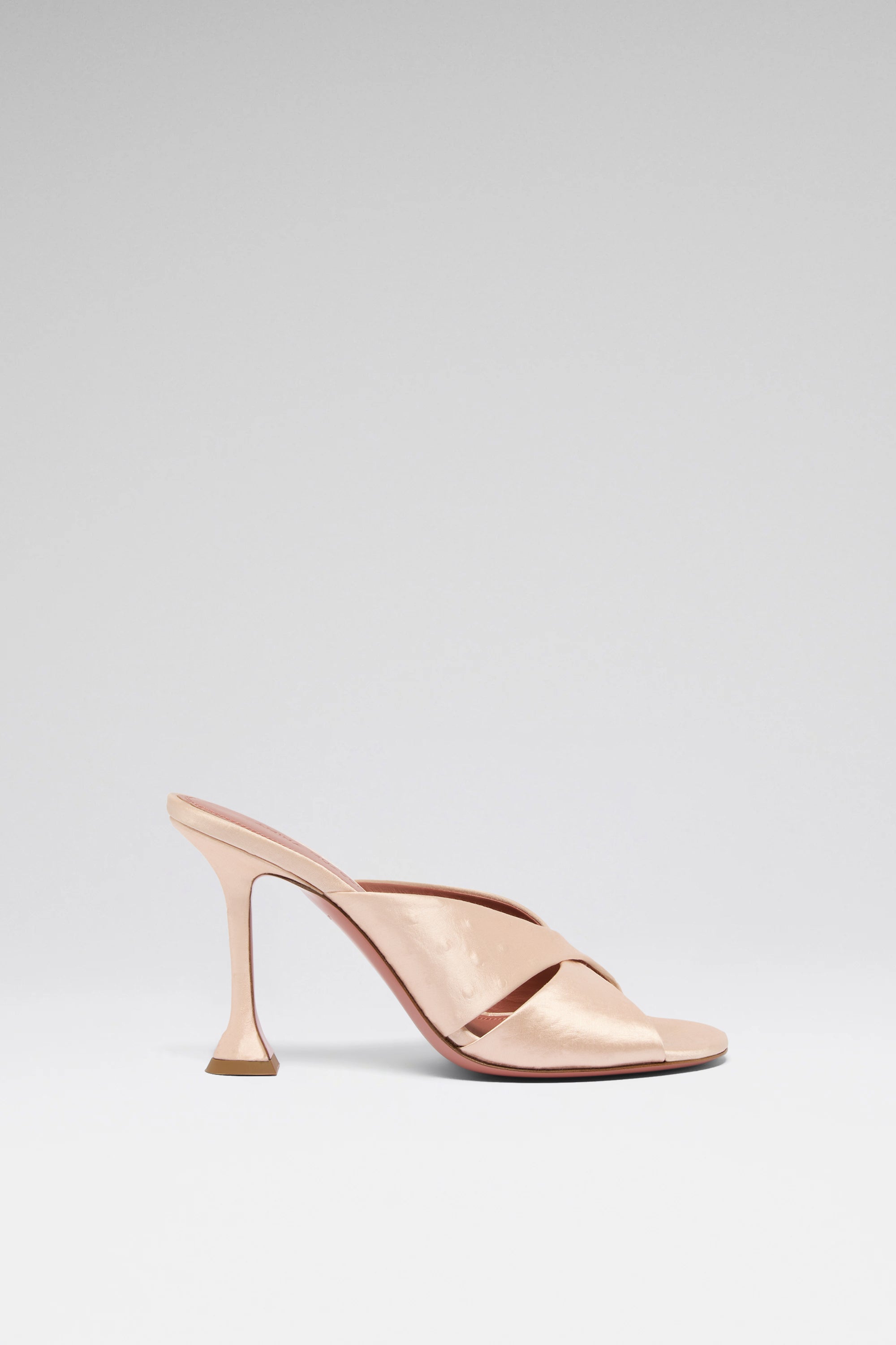 Salma 95 Champagne Embossed Satin Slippers | Luxury Shoes For Women