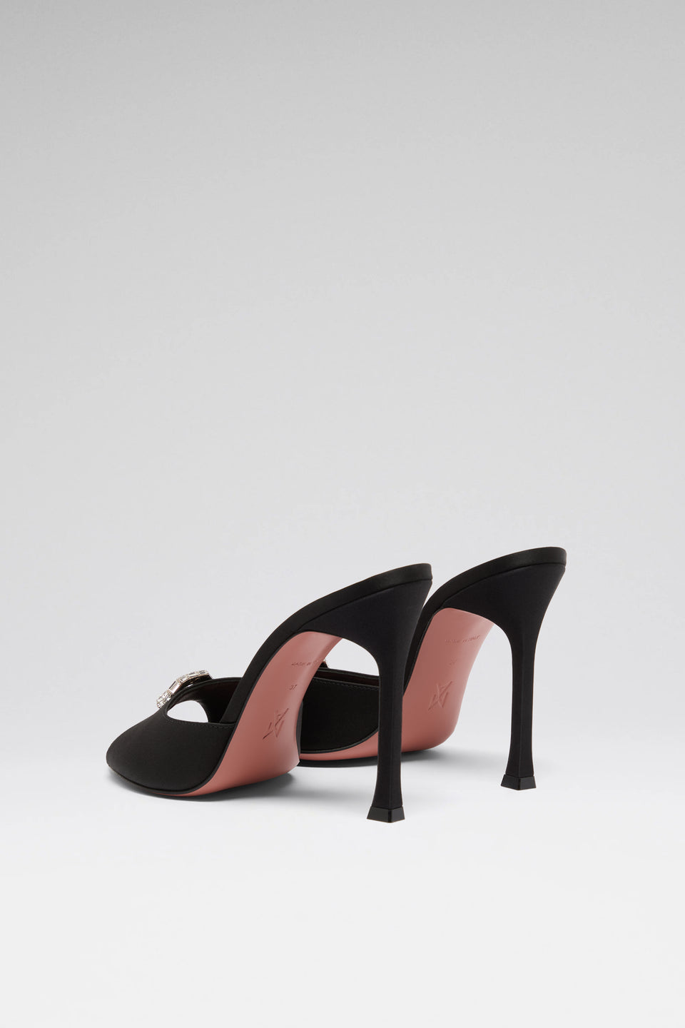 Mini Camelia 105 luxury black satin slippers for women