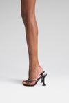 Sally Slipper 95 Black Satin And White Crystals