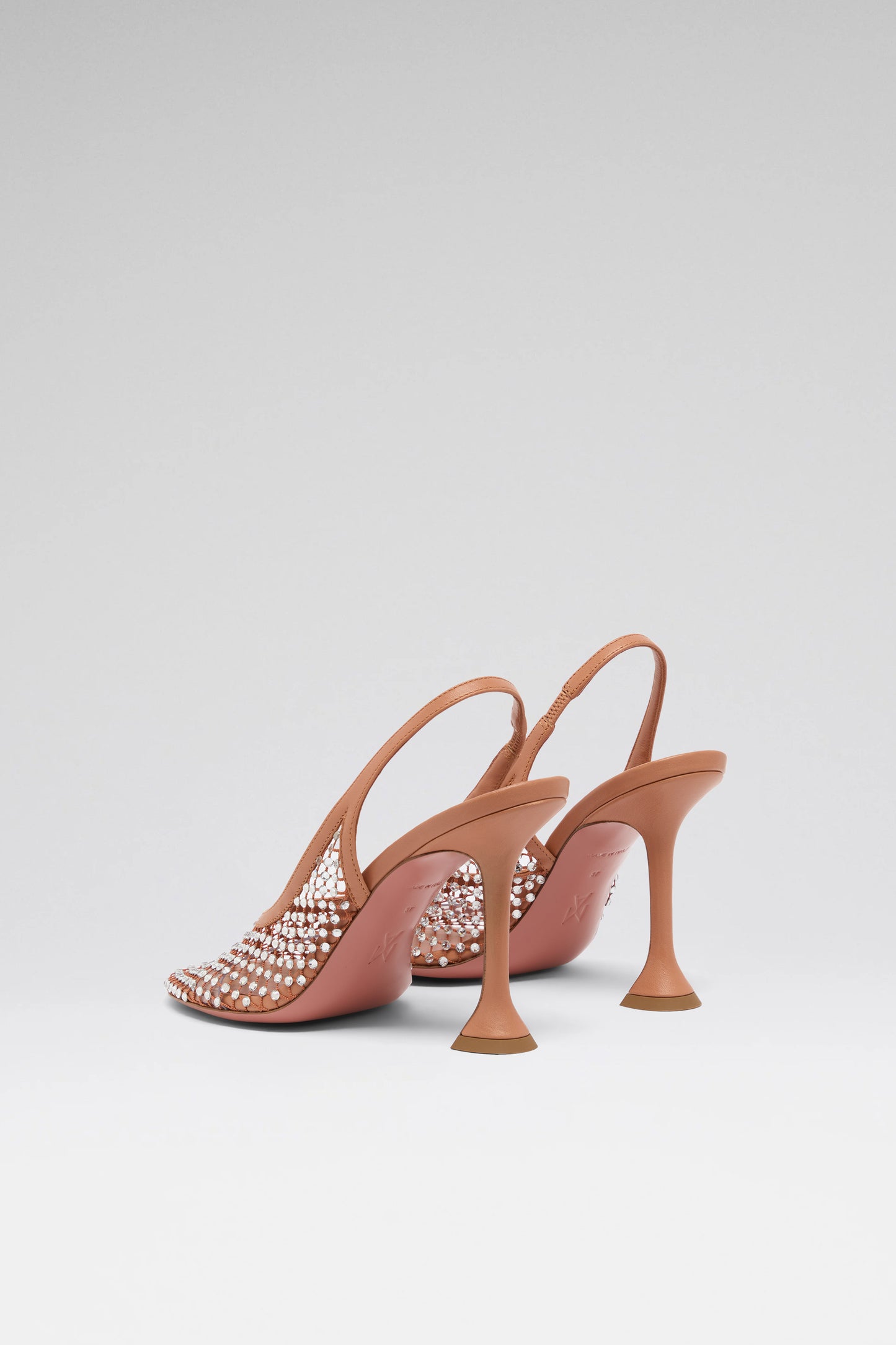 Dolly 95 luxury latte white nappa net crystals slingbacks for women