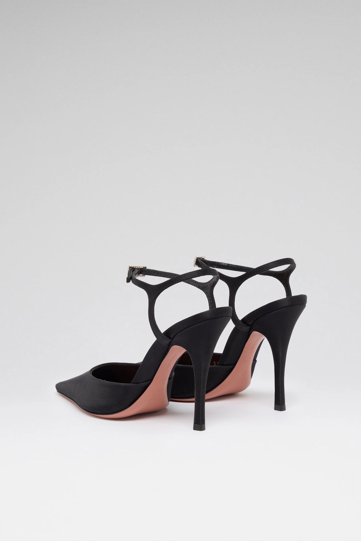 Carolyn 100 luxury black satin white crystal buckle pumps for women