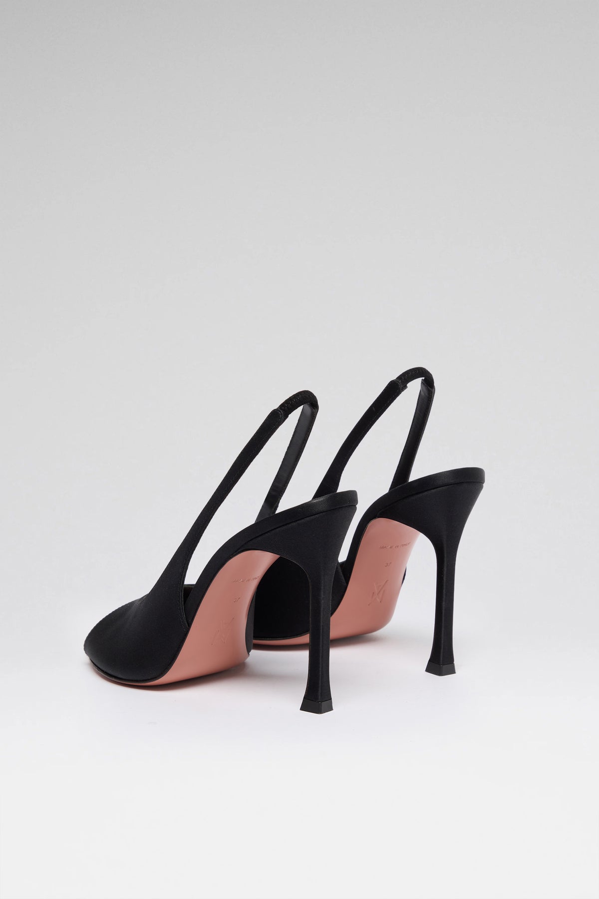 Alexa 105 luxury black satin slingbacks for women