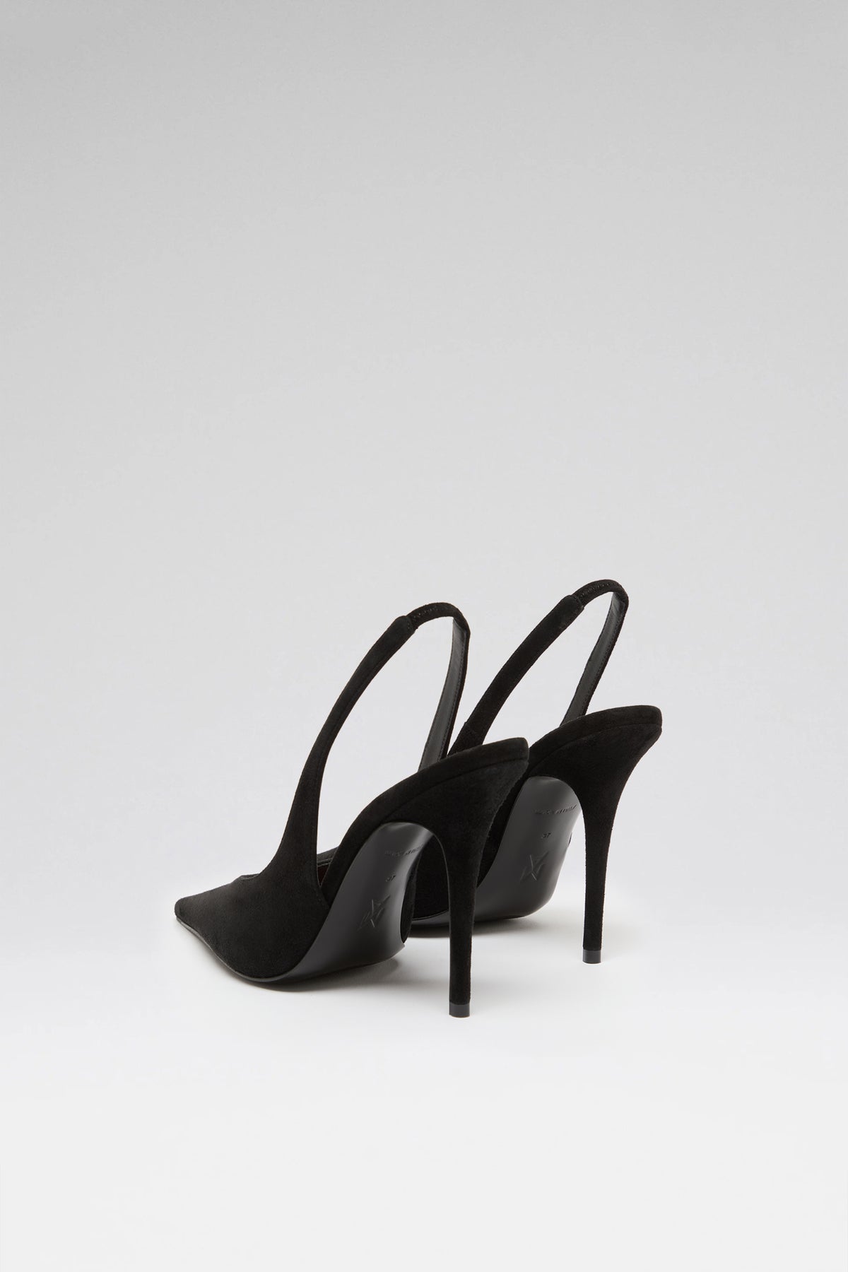 Anok 105 luxury black suede slingbacks for women