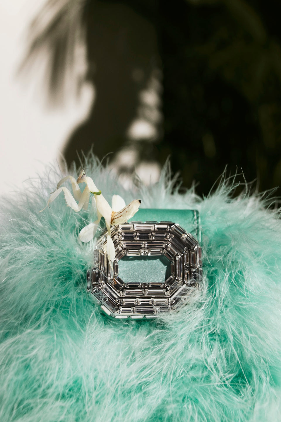 Camelia Clutch Mint Blue Feather