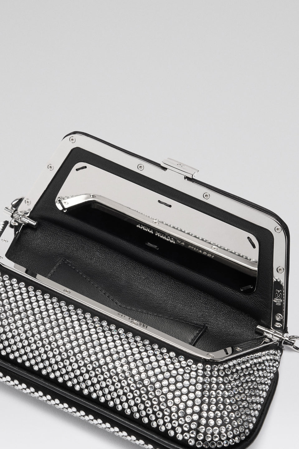 Ami Mini Crystal Black Satin And White Crystals