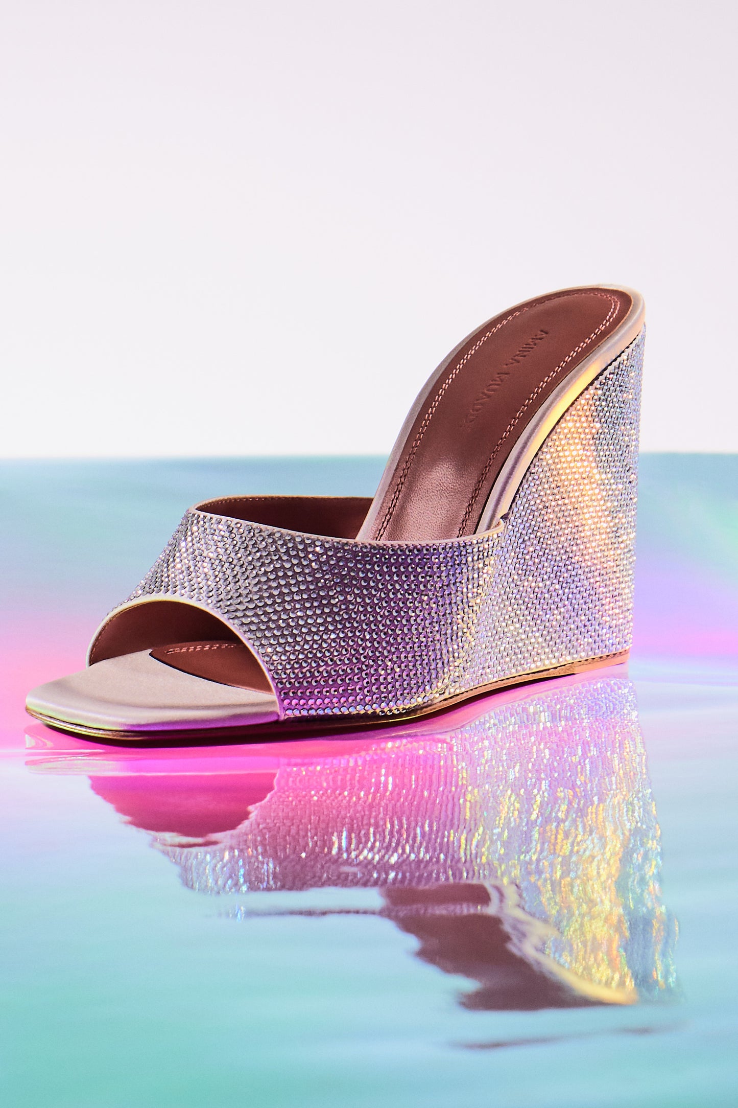 Lupita Crystal Wedge Silver Satin And White Crystals