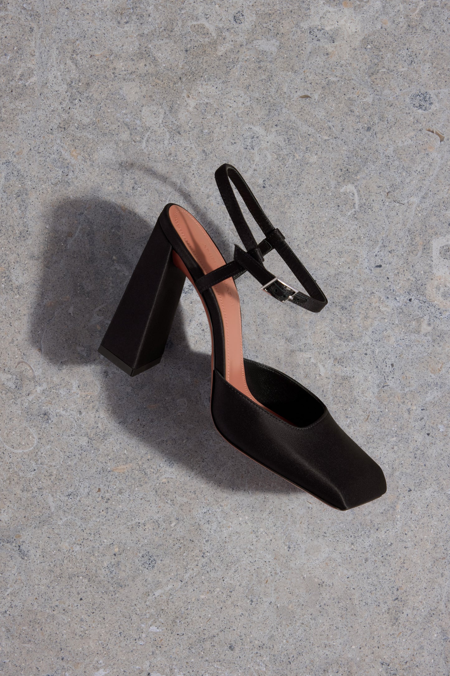 Charlotte Pump Black Satin And Silver Buckle