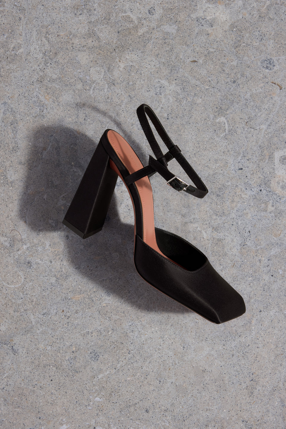 Charlotte Pump Black Satin And Silver Buckle